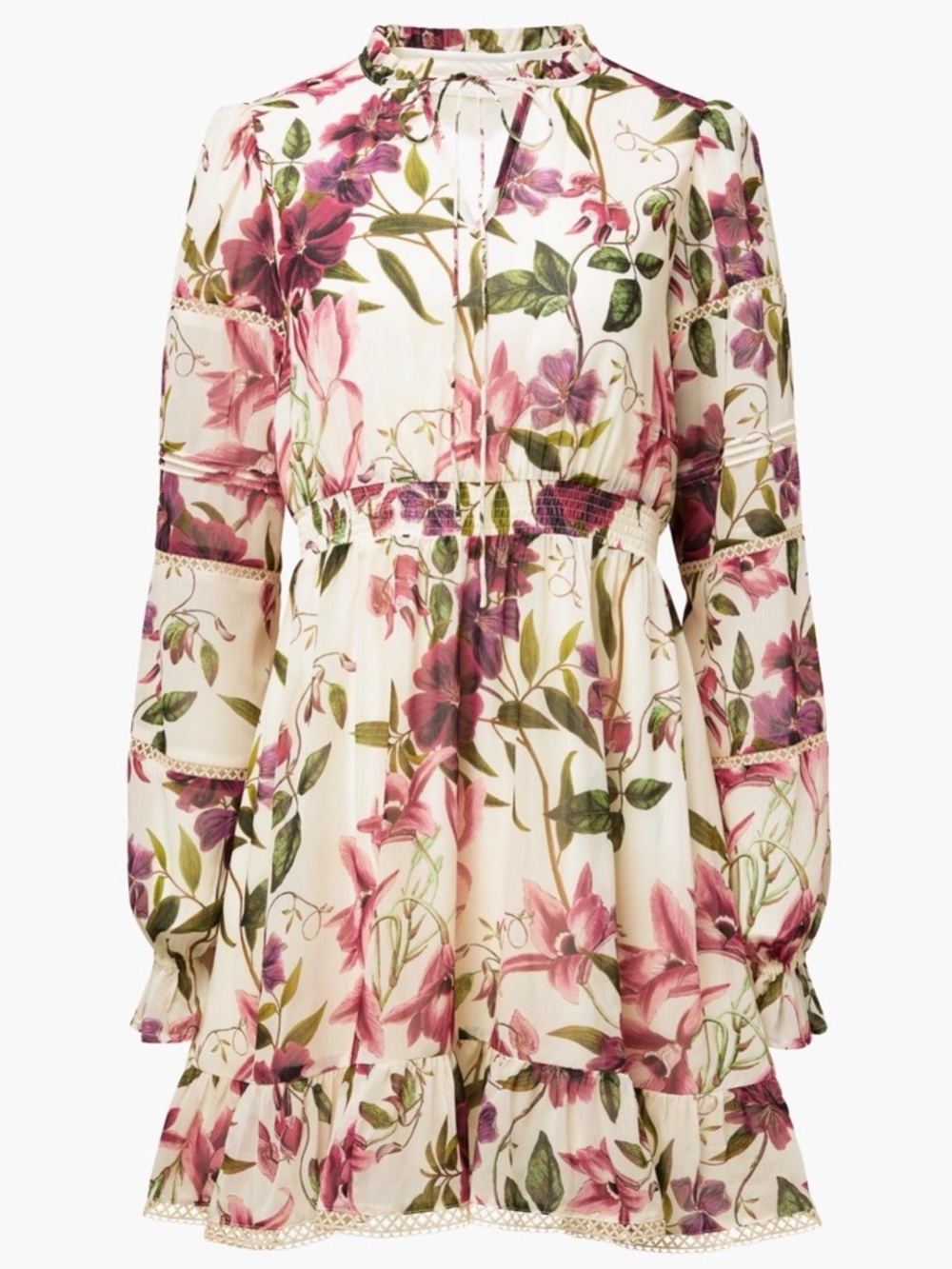 Floral Tie-Neck Mini Dress